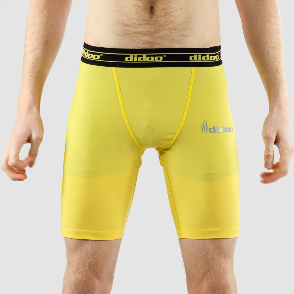 Yellow DiDOO Men's Compression Base Layer Shorts