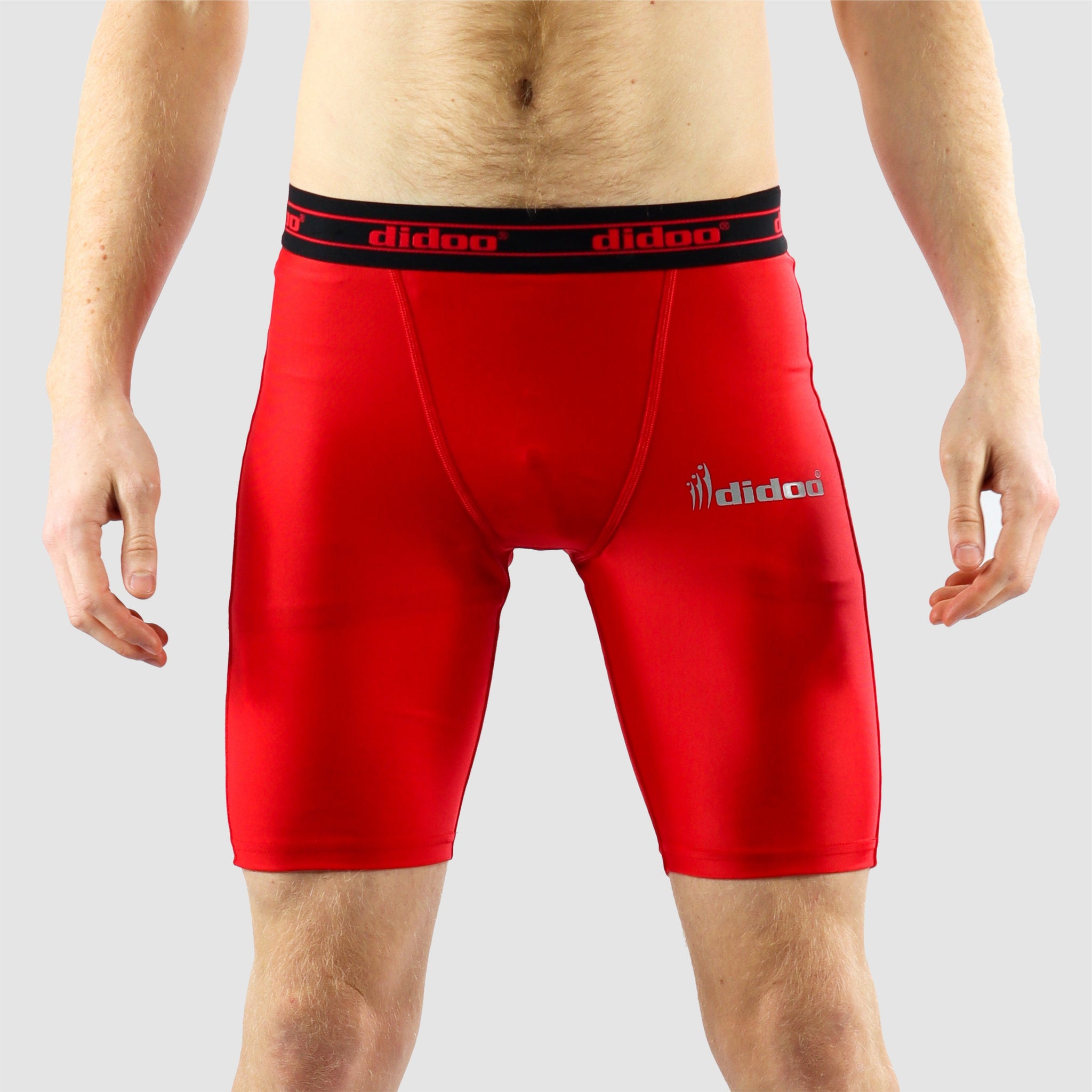 Red DiDOO Men's Compression Base Layer Shorts