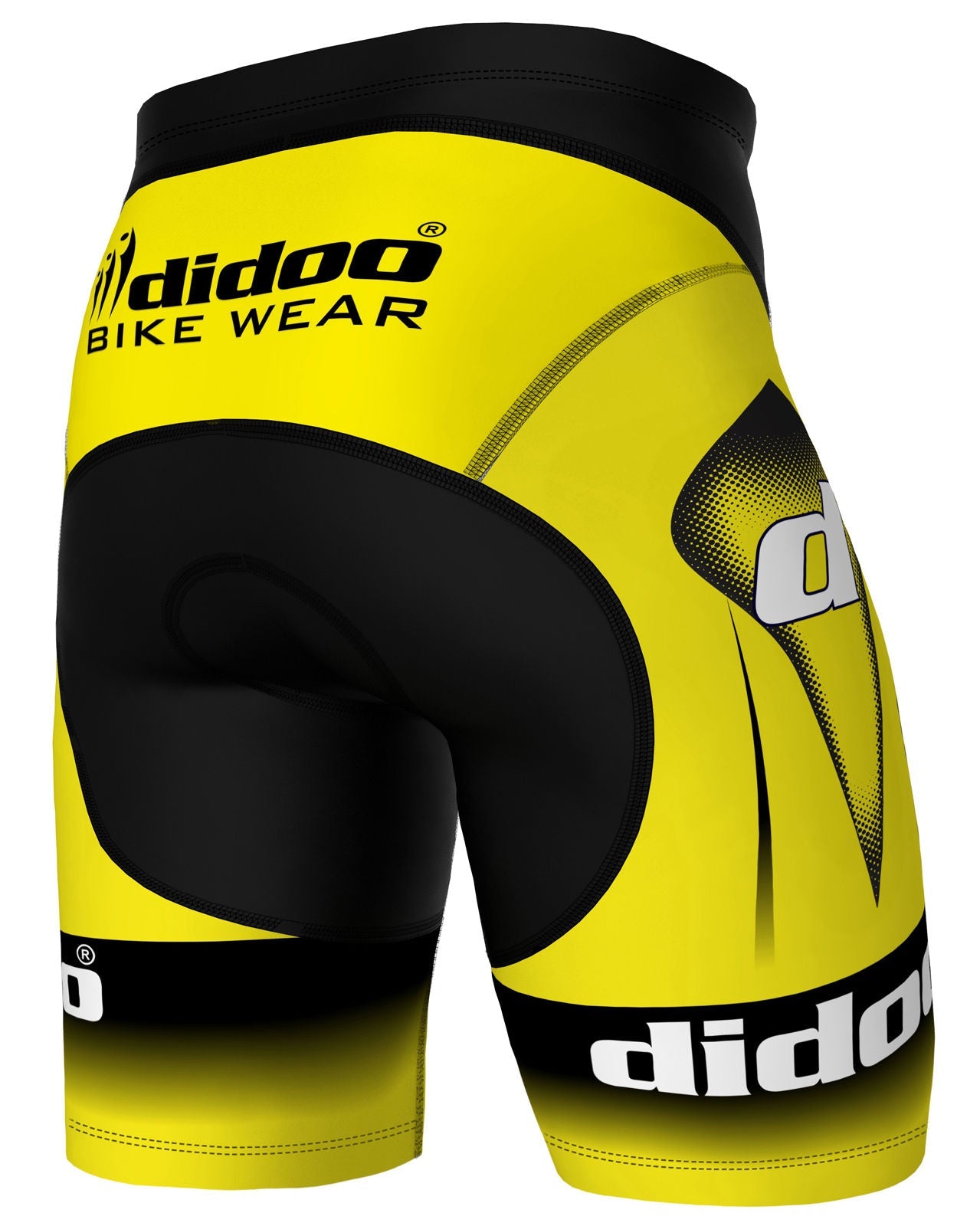 Back of Yellow and Black Padded Cycling Shorts