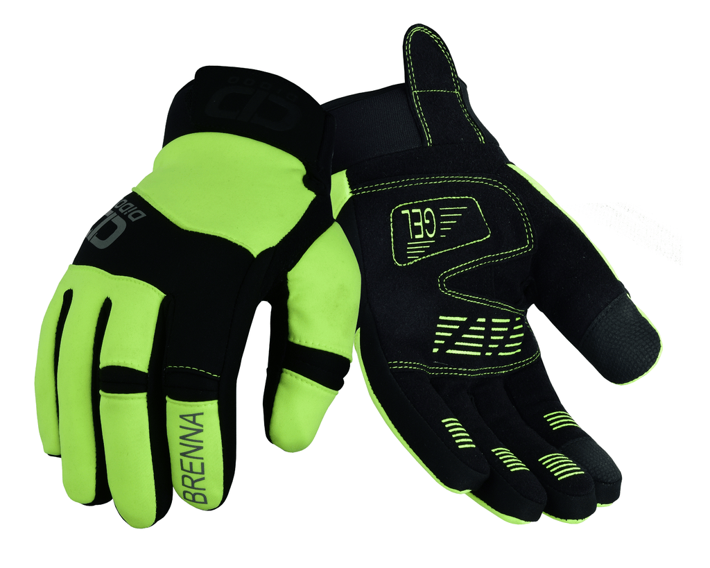 Men's Waterproof Winter Cycling Gloves Short Cuff Hi-Viz Yellow