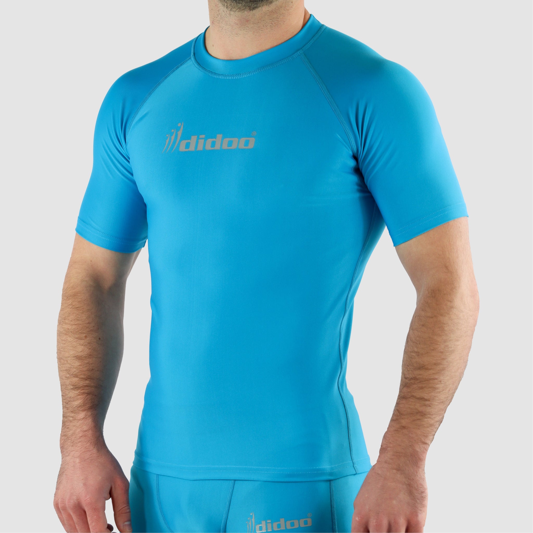 Light BlueDiDOO Men's Compression Base Layer Short Sleeve Tops