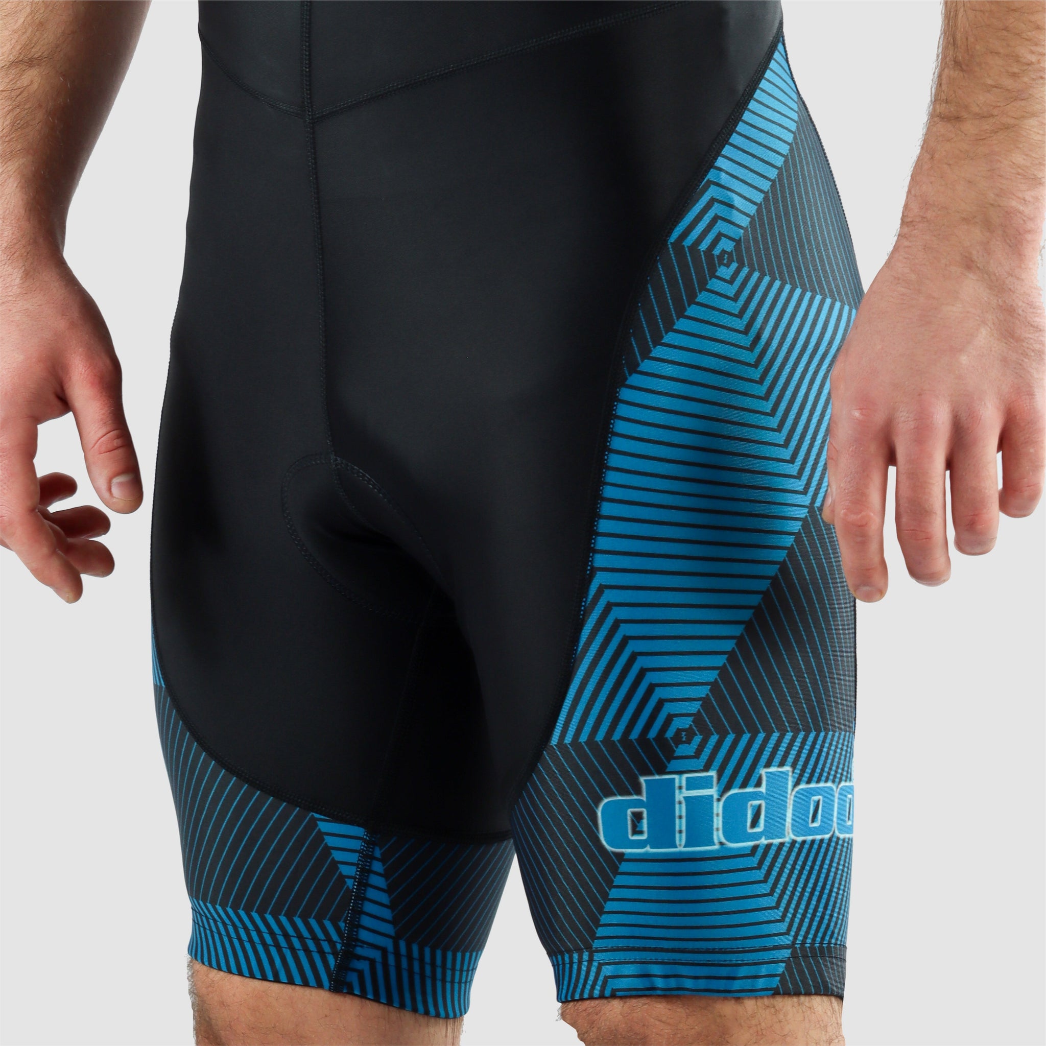 DiDOO Men's Classic Quick Dry Padded Cycling Bib Shorts Black and Light Blue