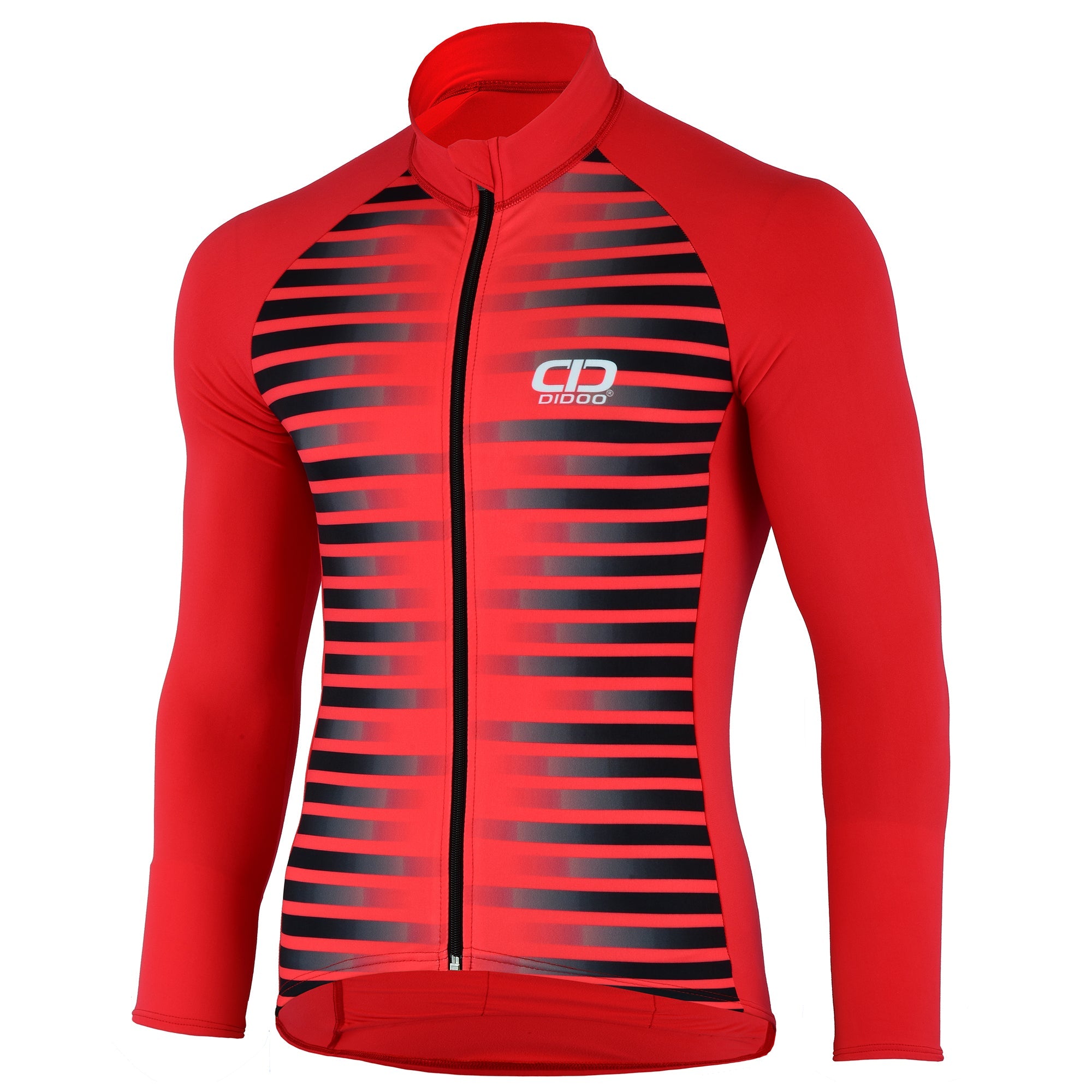 DiDOO Men’s Pro long sleeve winter cycling jersey in Red and Black colour