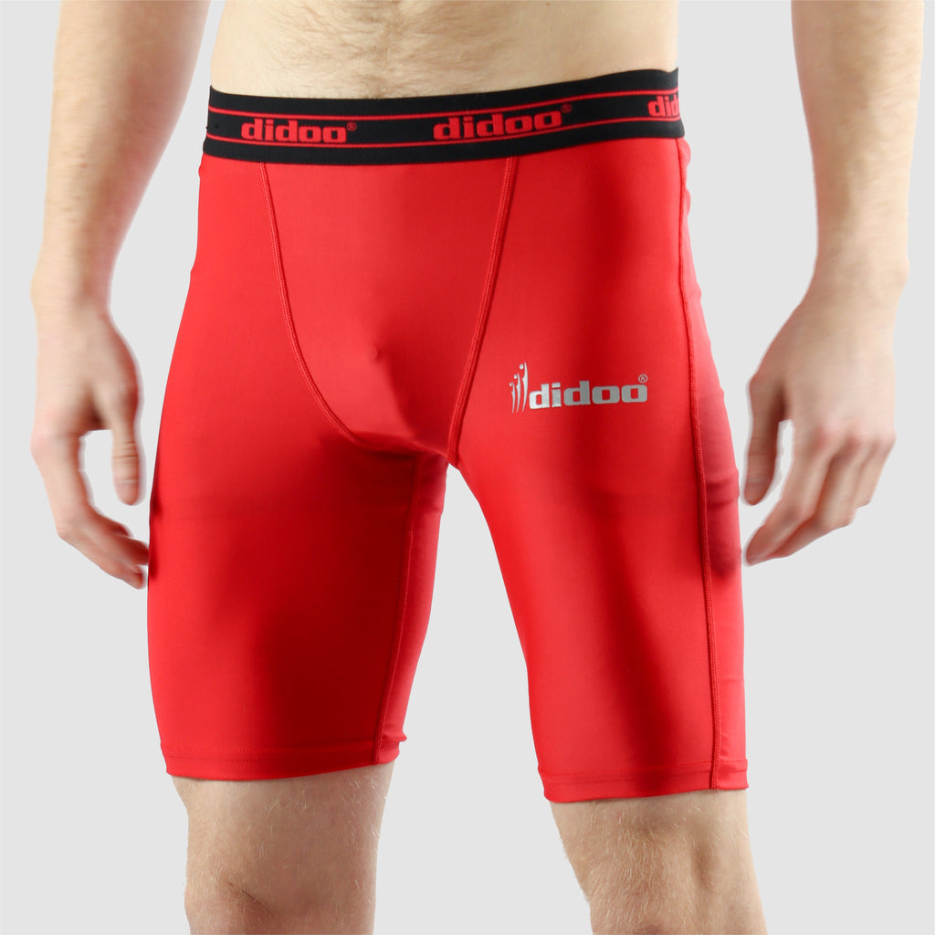 Red DiDOO Men's Compression Base Layer Shorts