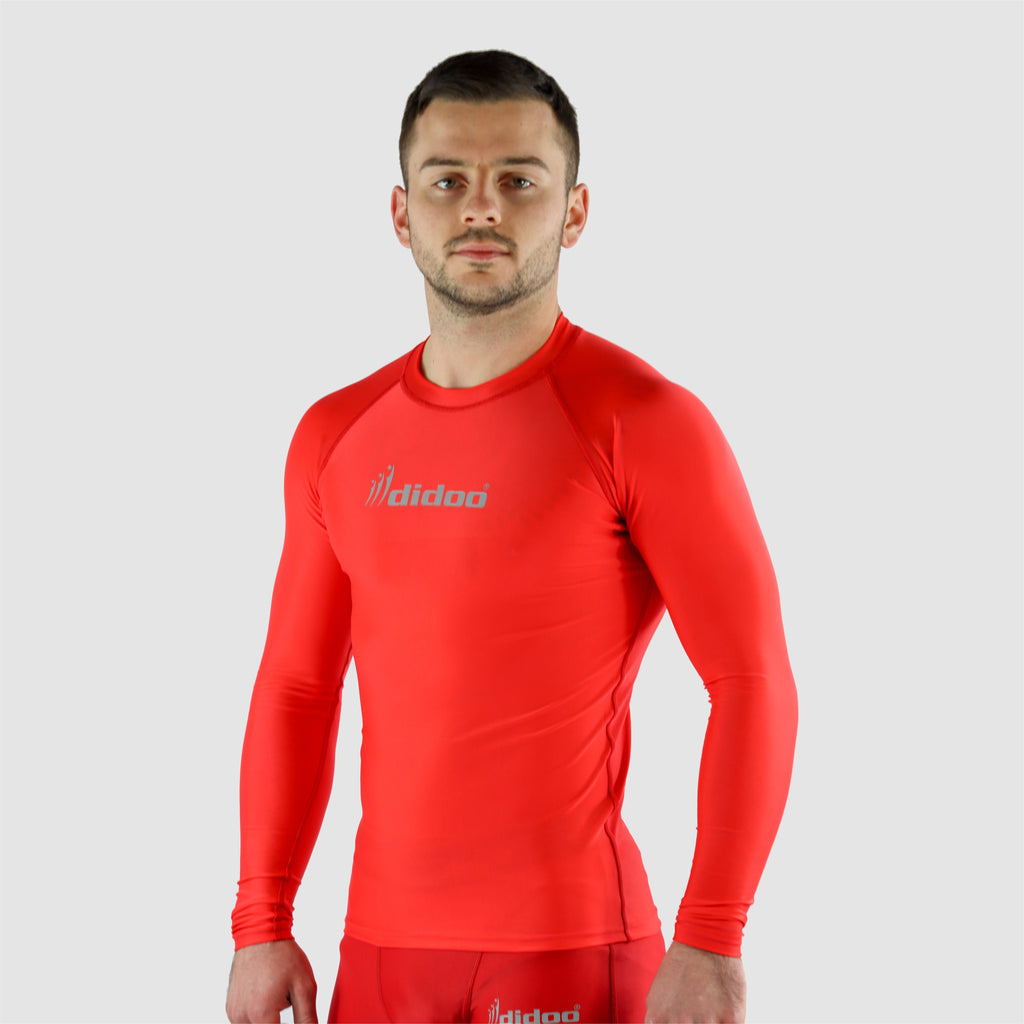 Red DiDOO Men's Compression Baselayer Top Long Sleeve