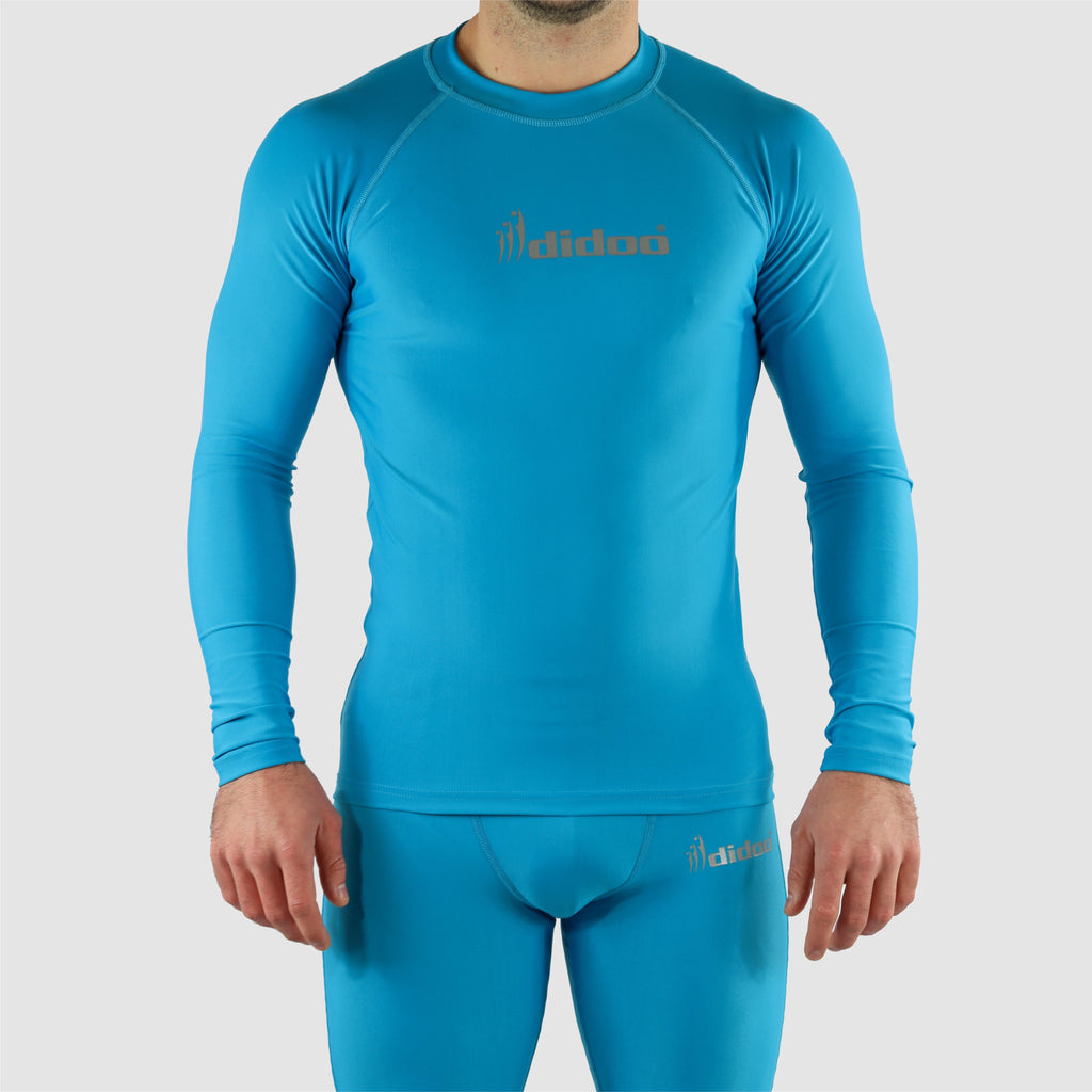 Light Blue DiDOO Men's Compression Baselayer Top Long Sleeve