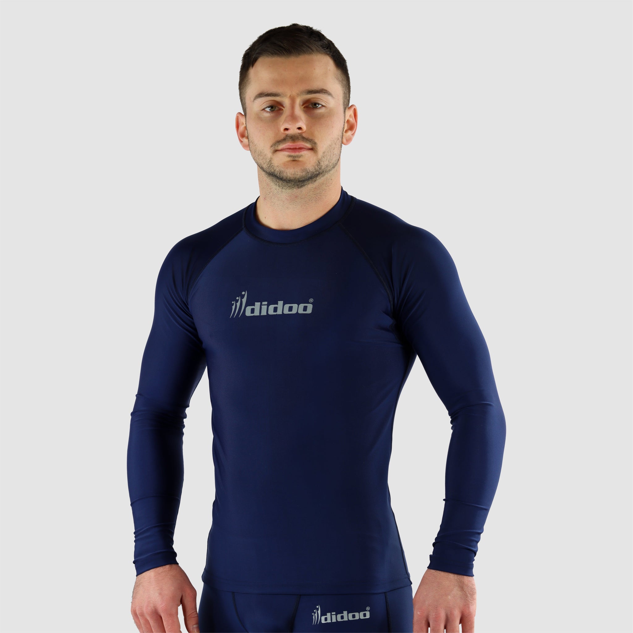 Navy Blue DiDOO Men's Compression Baselayer Top Long Sleeve