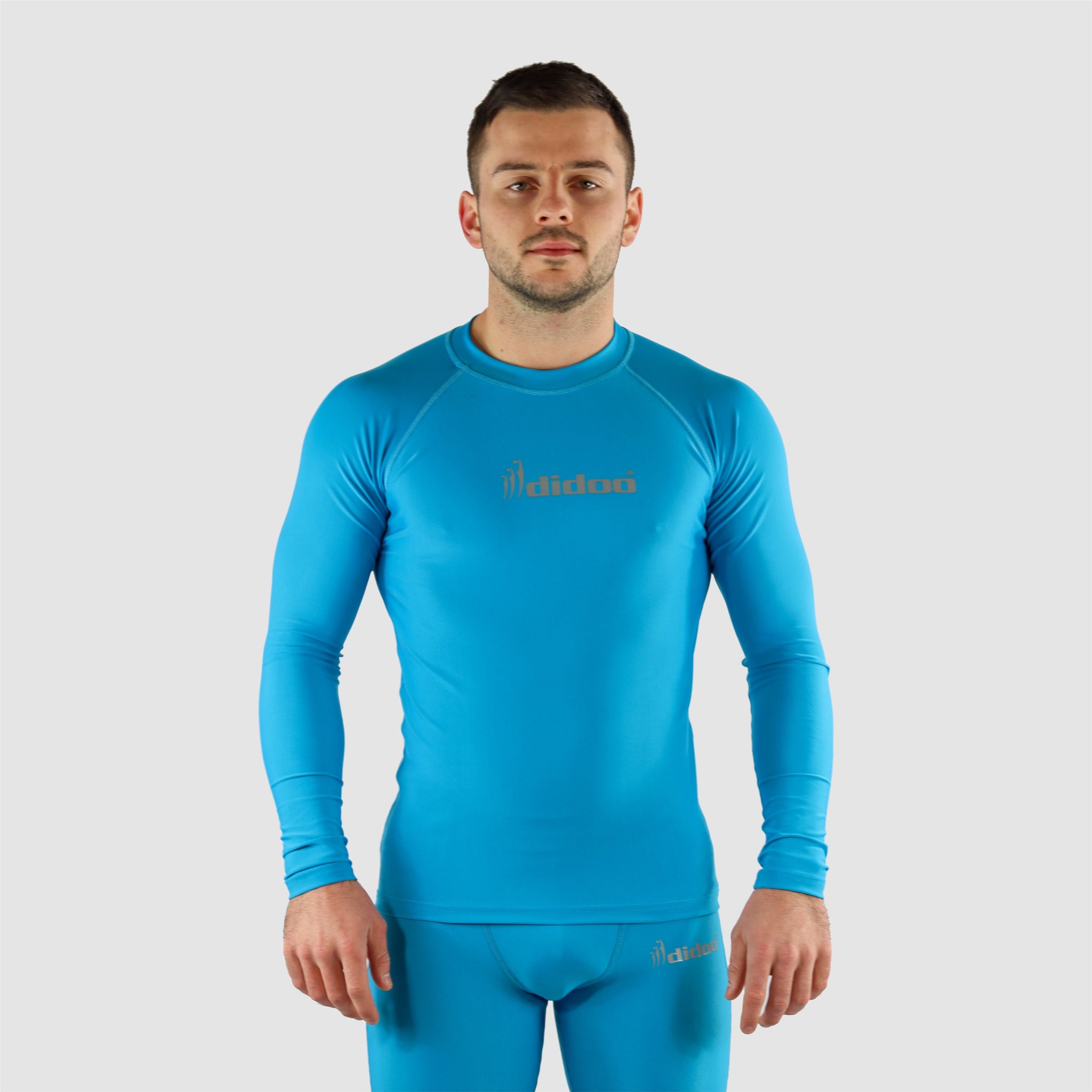 Light Blue DiDOO Men's Compression Baselayer Top Long Sleeve