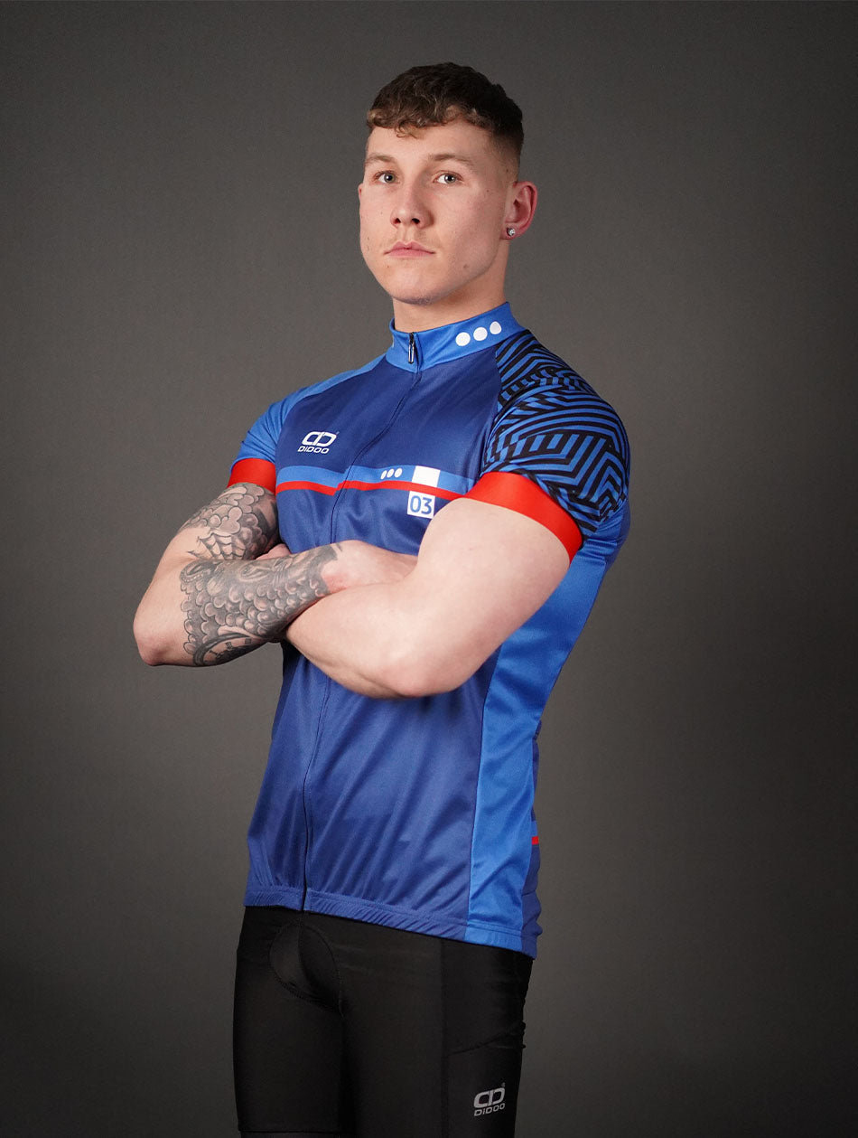 DiDOO Men's Power Pro Short Sleeve Cycling Jersey Blue