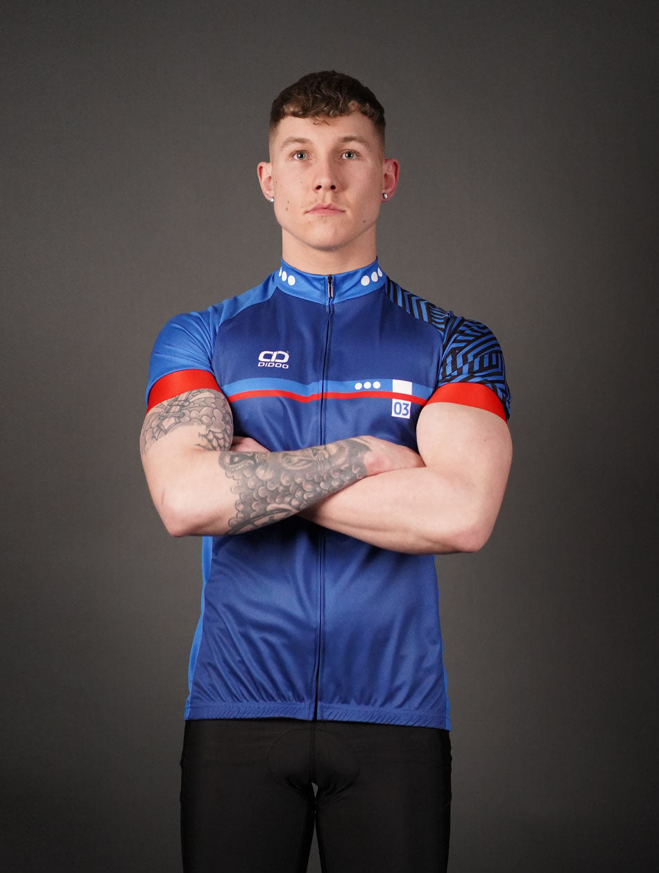 DiDOO Men's Power Pro Short Sleeve Cycling Jersey Blue