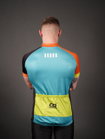 DiDOO Men's Power Pro Short Sleeve Cycling Jersey Green and Orange