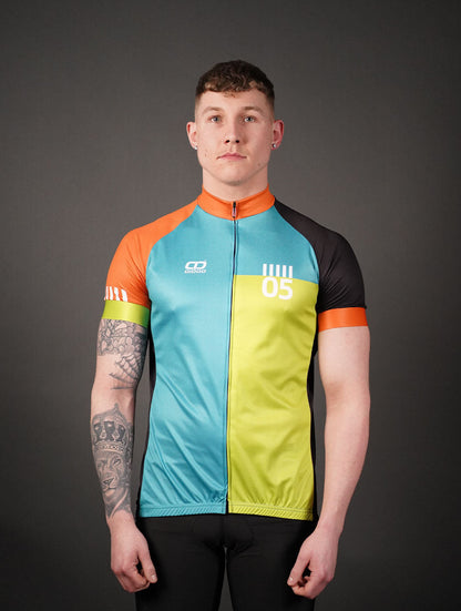 DiDOO Men's Power Pro Short Sleeve Cycling Jersey Green and Orange
