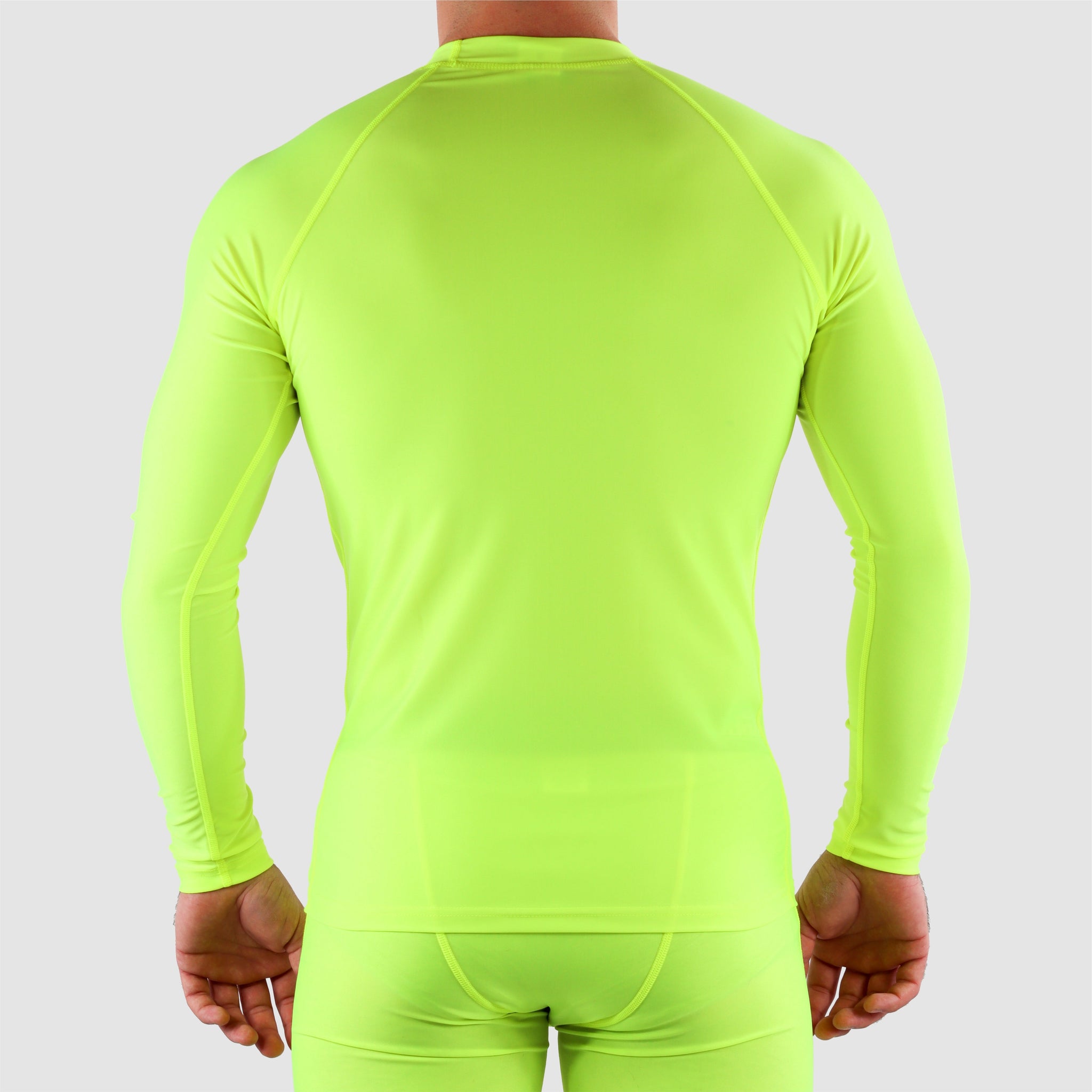 Fluorescent Yellow DiDOO Men's Compression Baselayer Top Long Sleeve