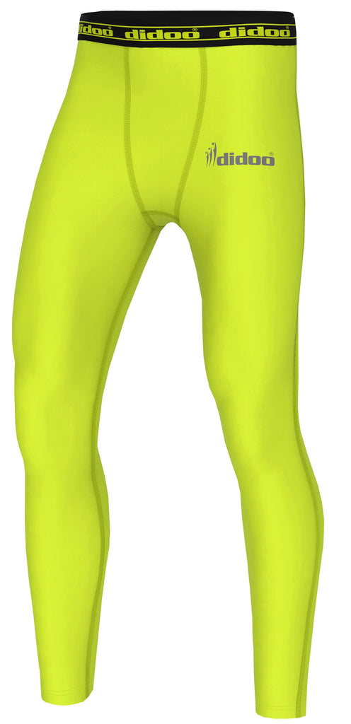 Fluorescent Yellow Men's Compression Base Layer Leggings