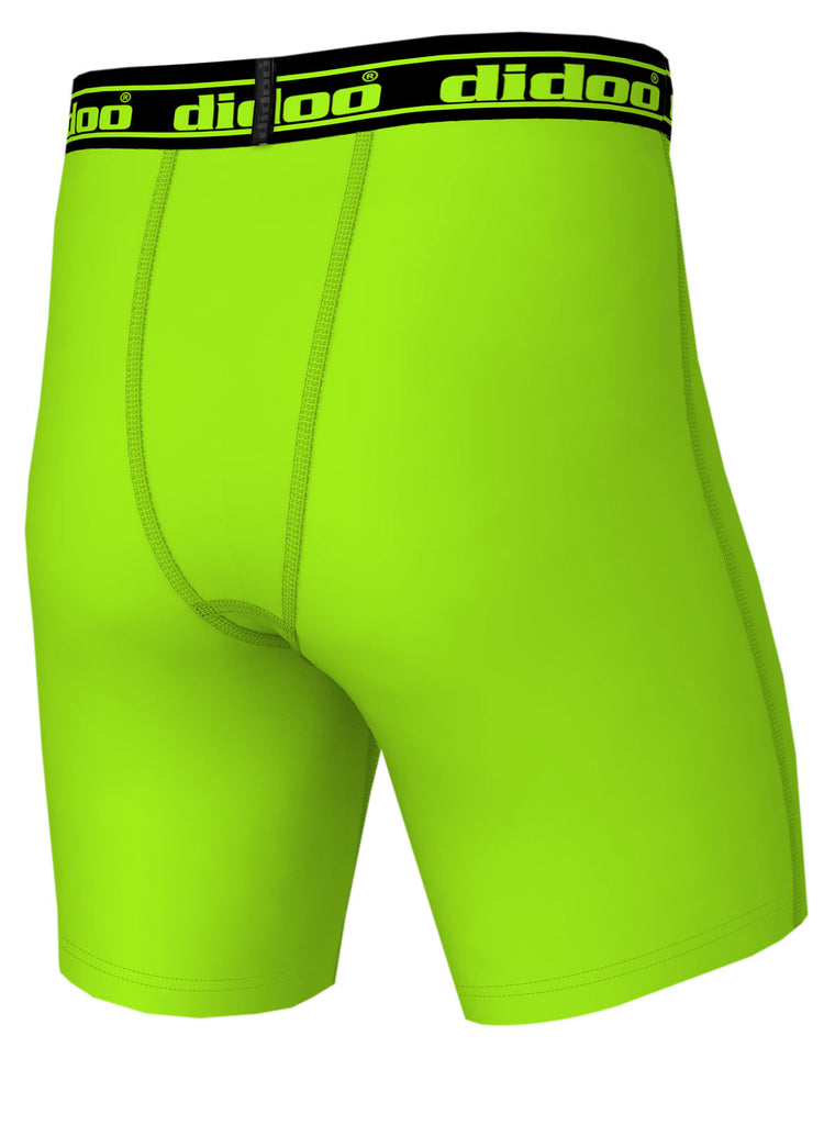 Fluorescent Green DiDOO Men's Compression Base Layer Shorts