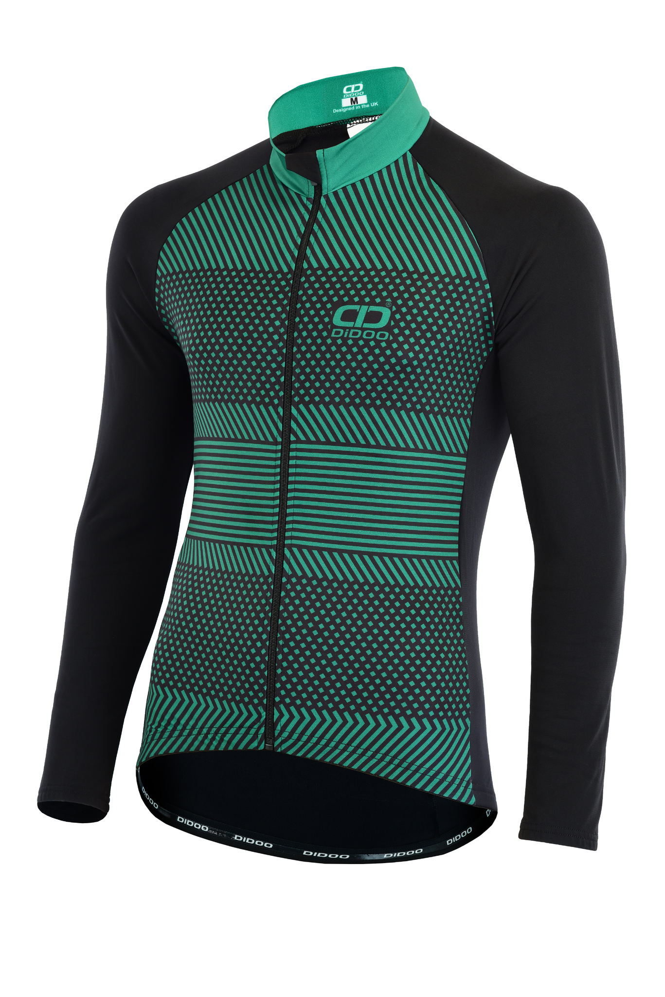 DiDOO Men’s Pro long sleeve winter cycling jersey Black and Green