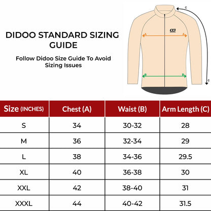 DiDOO Men’s Pro long sleeve winter cycling jersey Black and Orange