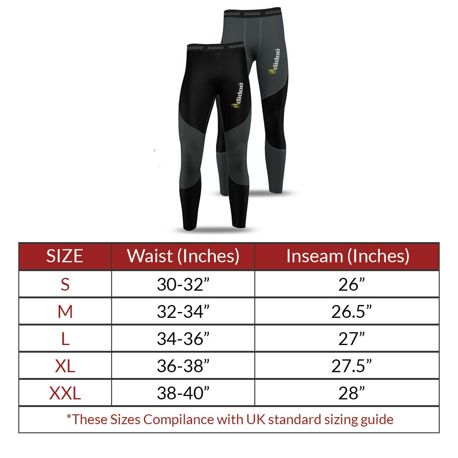 DiDOO Men's Thermal Compression Base Layer Leggings