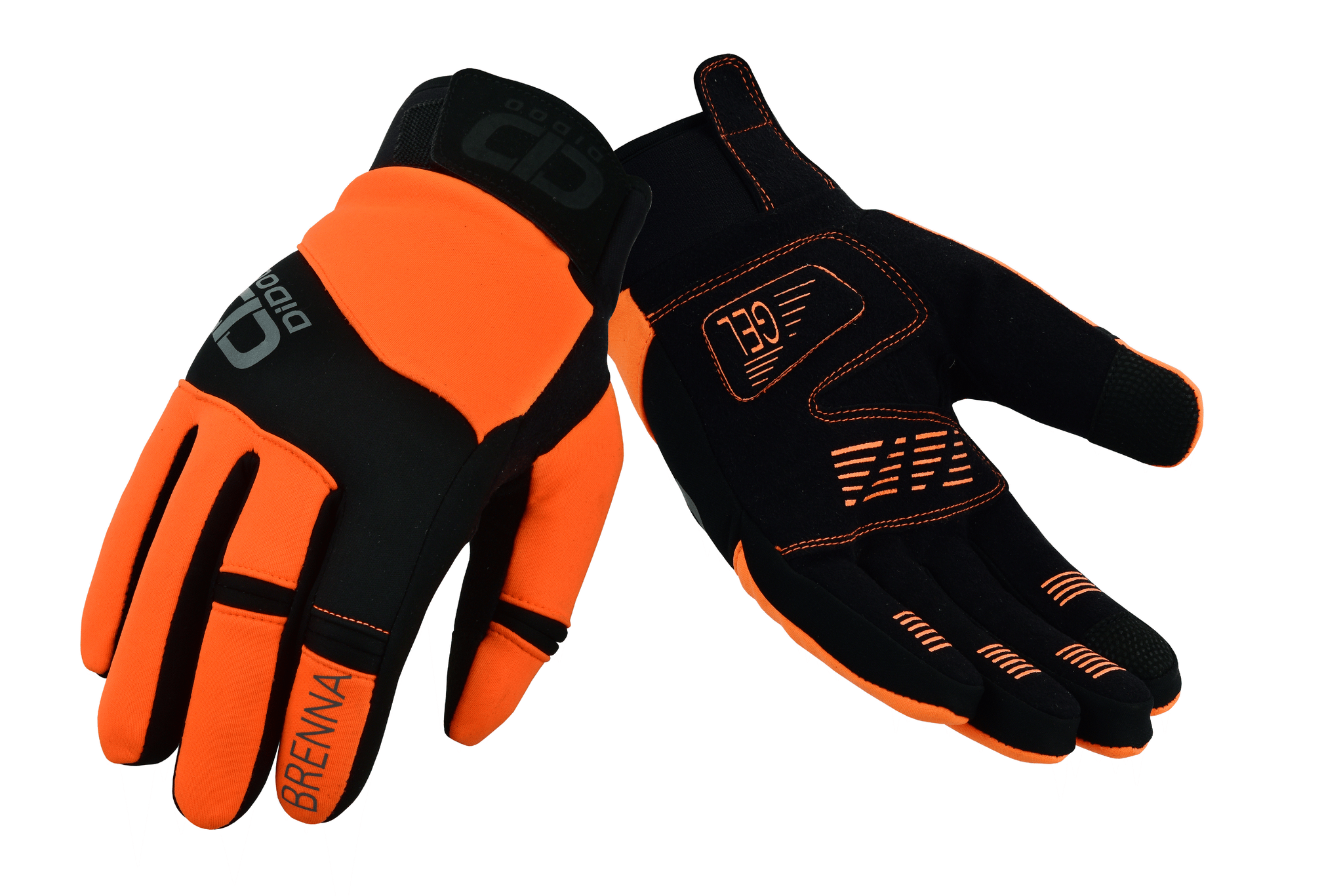 Men's Waterproof Winter Cycling Gloves Short Cuff Hi-Viz Orange