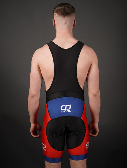 Men's Performance Cycling Bib Shorts Red and Blue