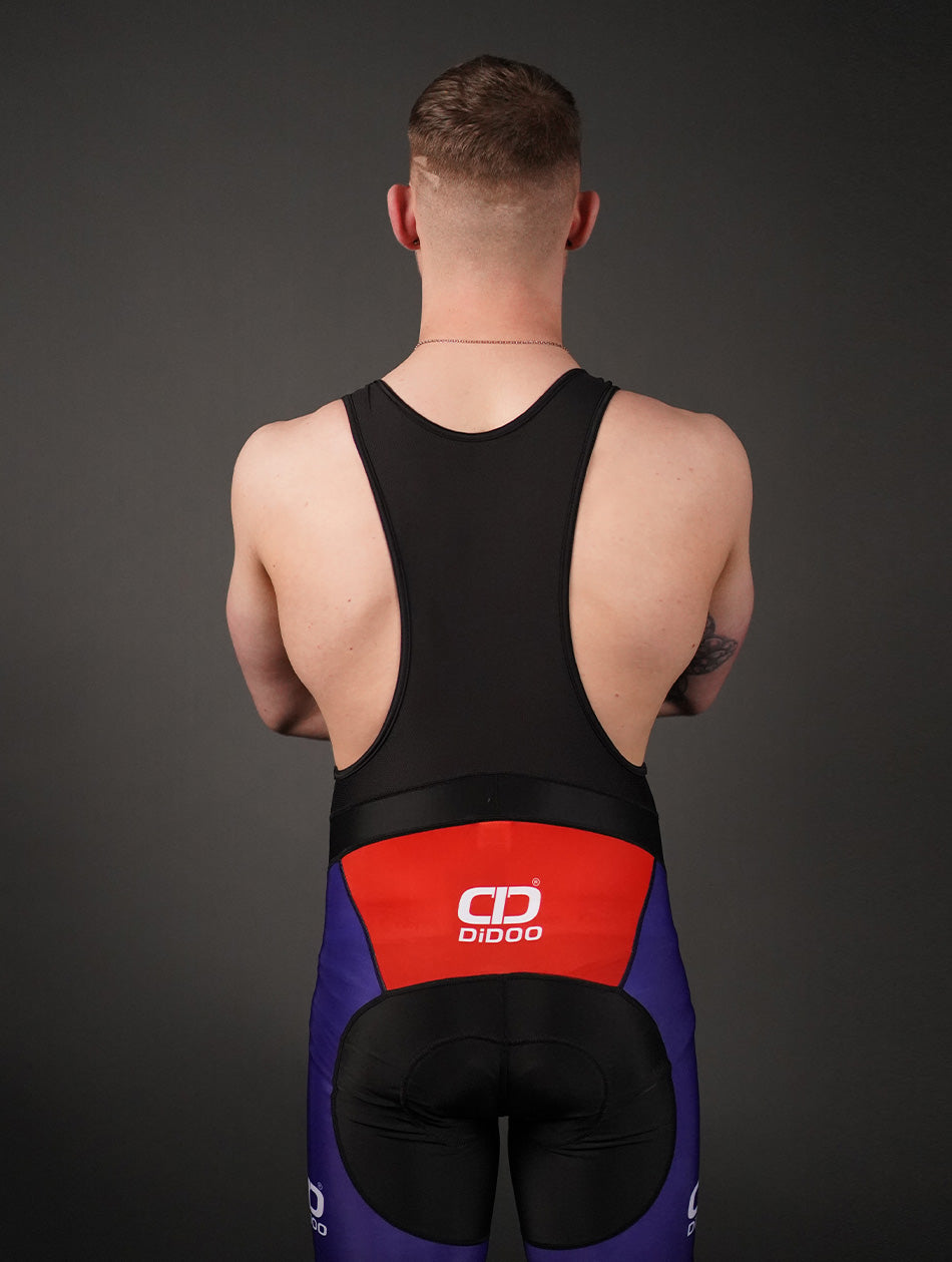 Men's Performance Cycling Bib Shorts Blue and Red