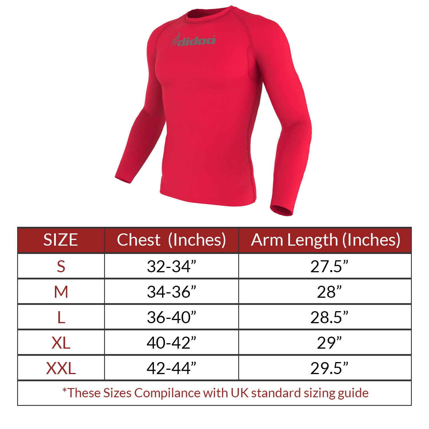 DiDOO Men's Compression Baselayer Top Long Sleeve