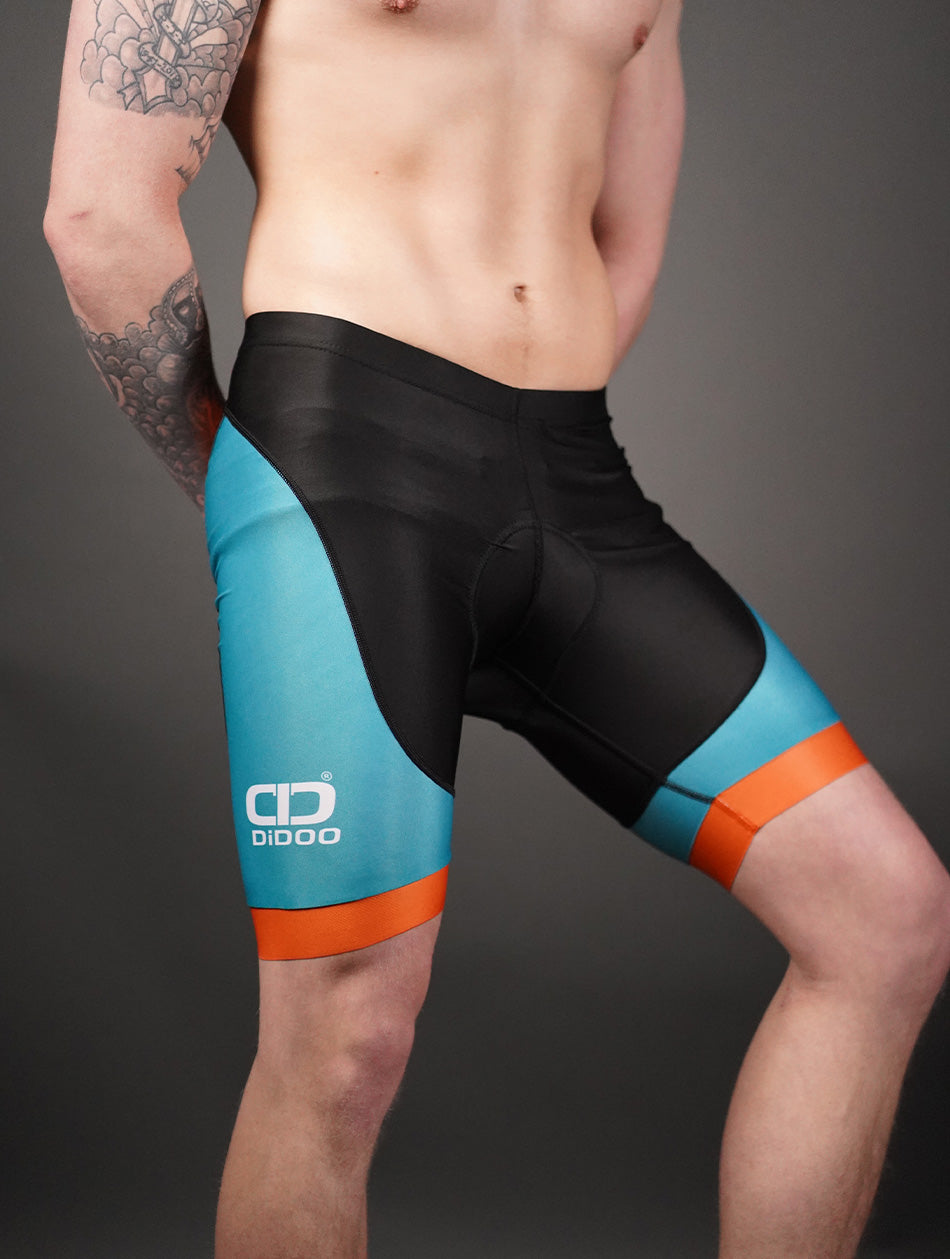 Men's Performance Cycling Shorts Green and Orange