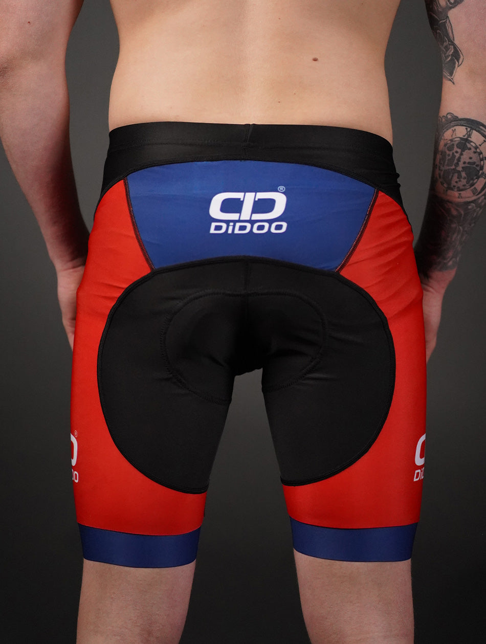 Didoo Men s Performance Cycling Bib Shorts Red and Blue Didoo Sports