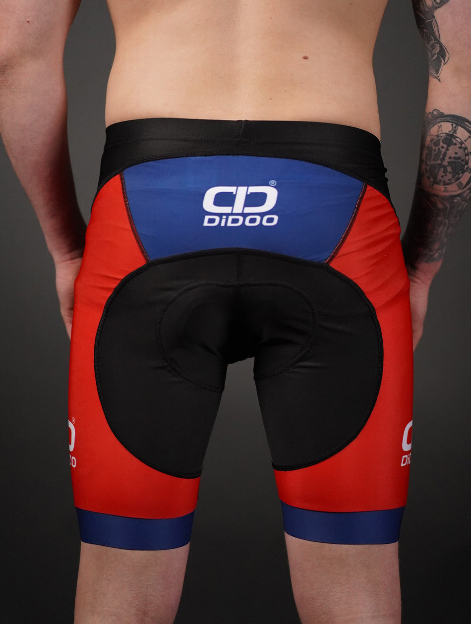 Men's Performance Cycling Shorts Red and Blue