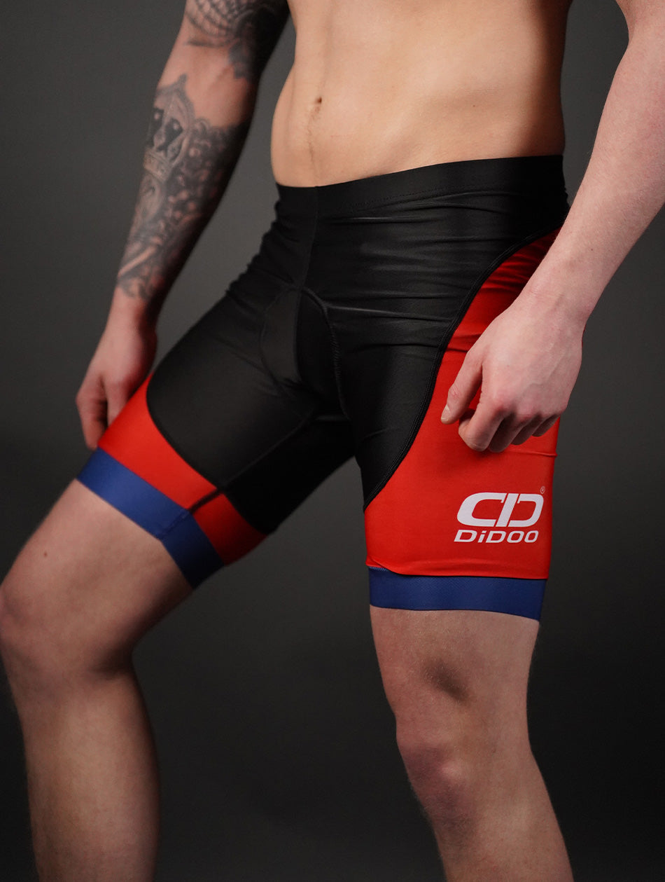Men's Performance Cycling Shorts Red and Blue